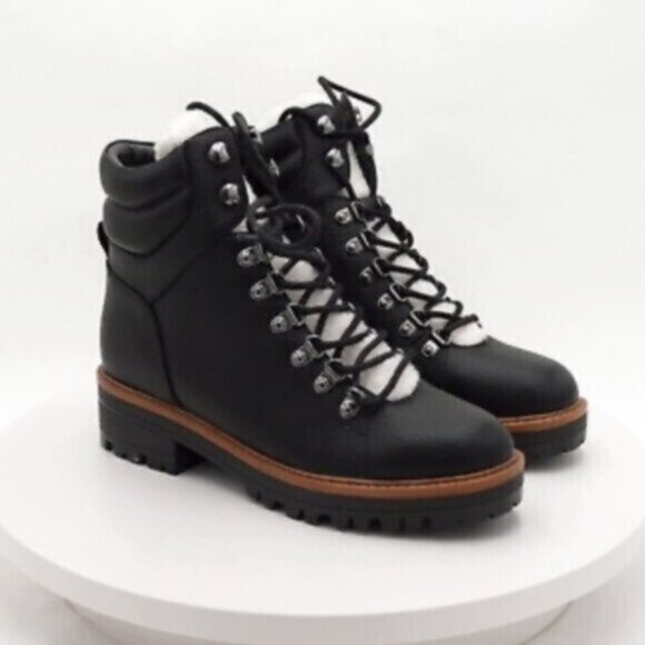 MARC FISHER Limited Edition "IDELLA" Shearling Hiking Lug Leather Buckle Boot- 9 - Picture 8 of 16